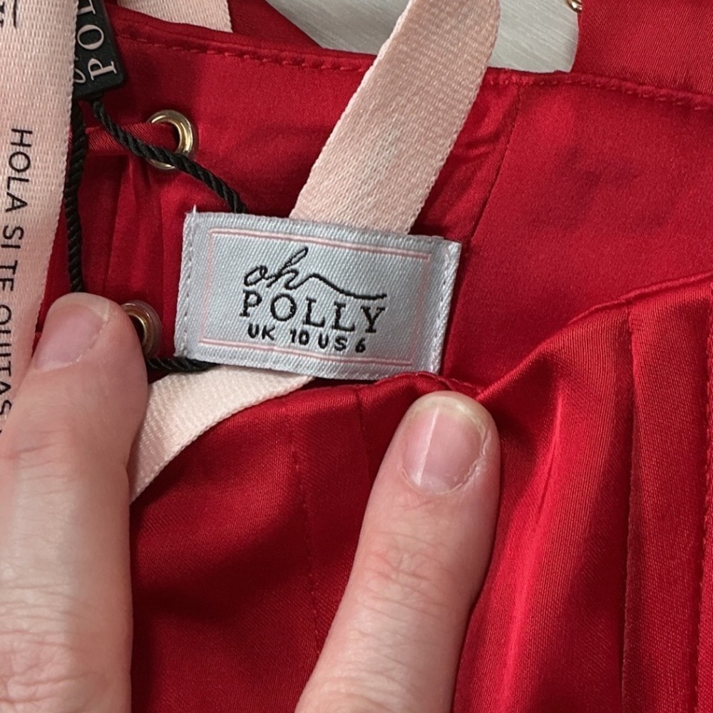 Oh Polly Satin Corset Maxi Dress Red Size 6 New With Tags - Picture 9 of 9